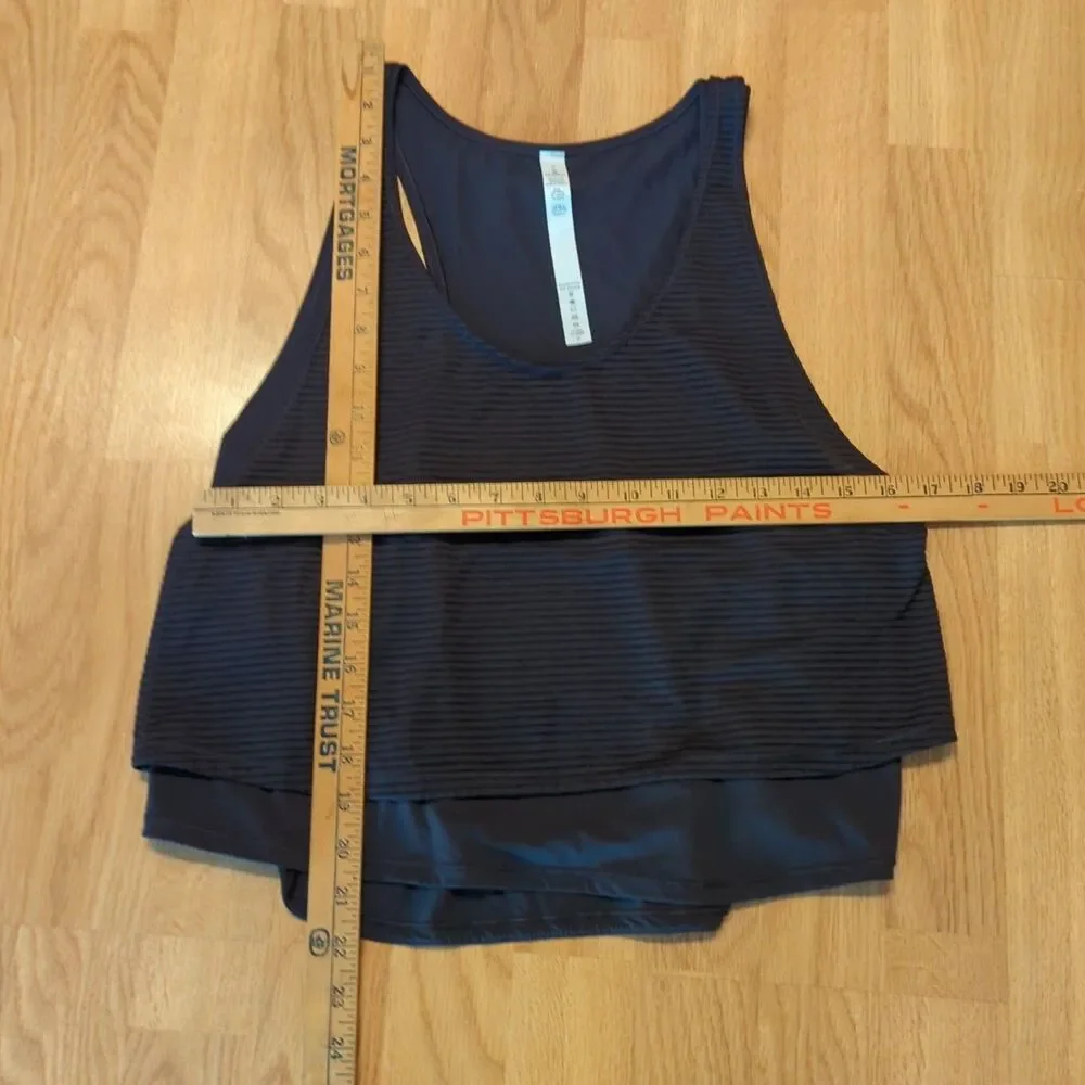 Lululemon Lean In Tank Womens 8 Purple Layered Cropped Active Workout